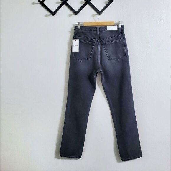 Re/Done 70's High Rise Straight Leg Distressed Denim Jeans In Black Size 27 NWT - Picture 13 of 16